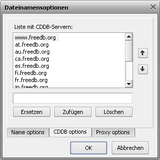 AVS Audio Converter - Fenster Dateinamensoptionen