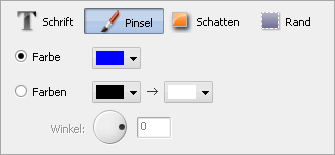 Texteigenschaftenbereich. Pinsel