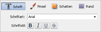 Texteigenschaftenbereich. Schrift