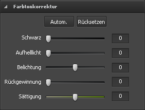 Sektion "Farbtonkorrektur"