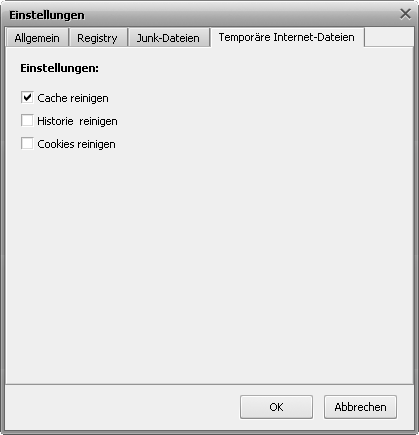 Registerkarte "Temporäre Internet-Dateien"