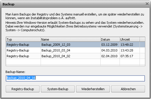 Registry-Backup