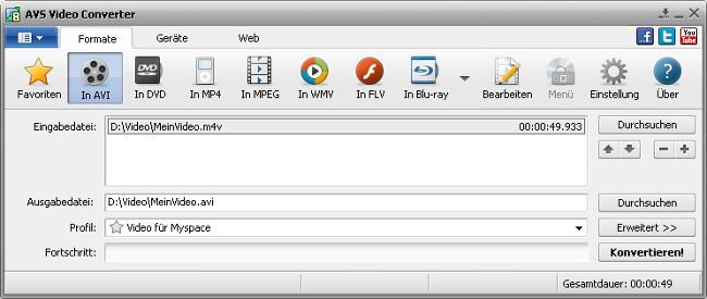 Hauptfenster vom AVS Video Converter - AVI