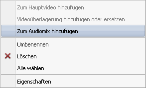 Expressmenü der Audiodateien