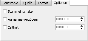 Leiste der Stimmenaufnahme. Optionen