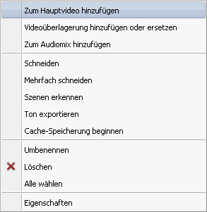 Expressmenü der Videodateien