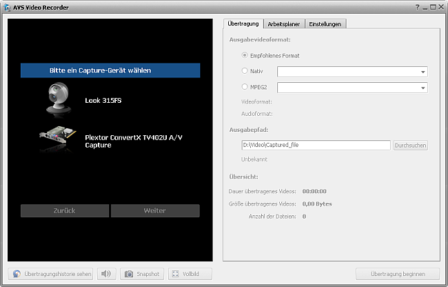 Hauptfenster des AVS Video Recorders