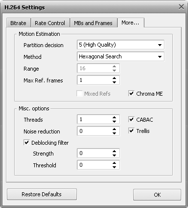 AVS4YOU >> Appendix >> AVS Programs Codec Settings >> H.264 Advanced ...