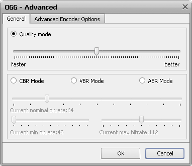 OGG Vorbis Options