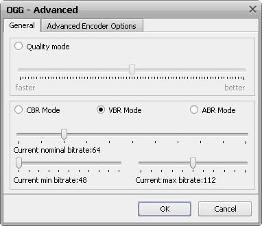 OGG Vorbis Options
