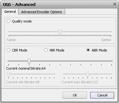 OGG Vorbis Options