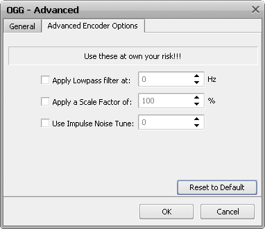 OGG Vorbis Options