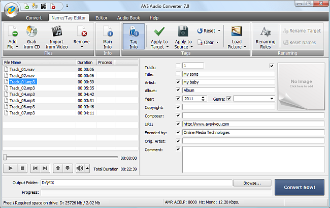 AVS Audio Converter - Modifying Audio Tags