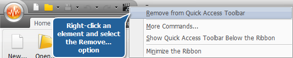 Removing elements from Quick Access Toolbar