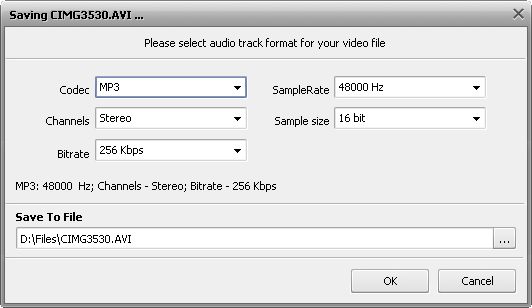 Save Video File as... options