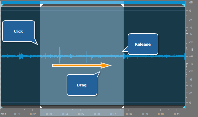 Selecting a part of an audio track