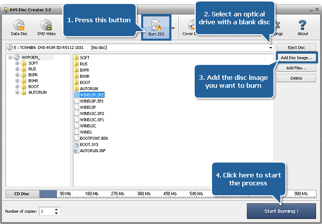 Burning a disc image