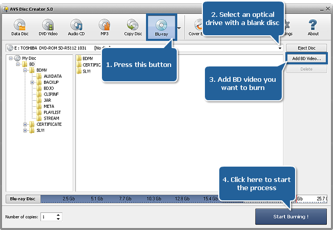 Creating a BD video disc