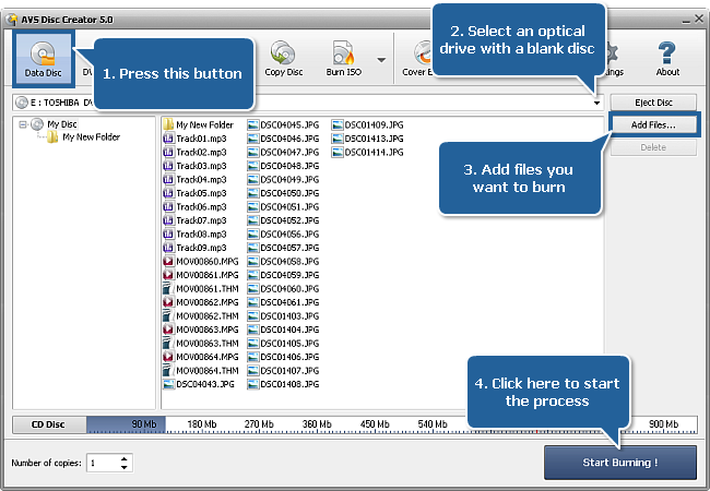 Creating a data disc