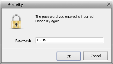 Incorrect password message