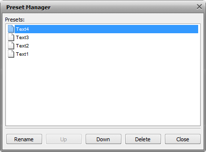 Preset Manager window