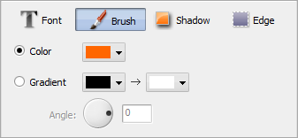 Text Properties area. Brush
