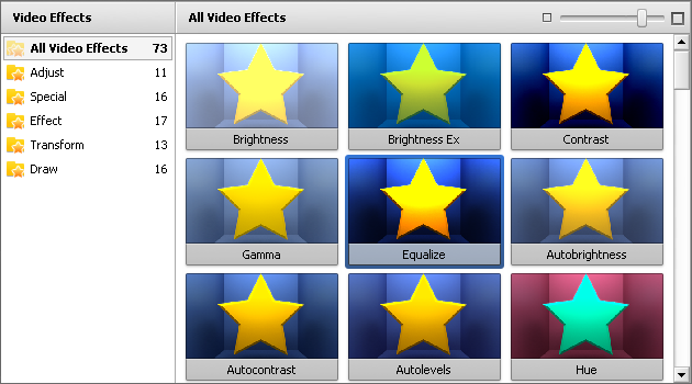 Applicable Elements Area - Video/Audio effects