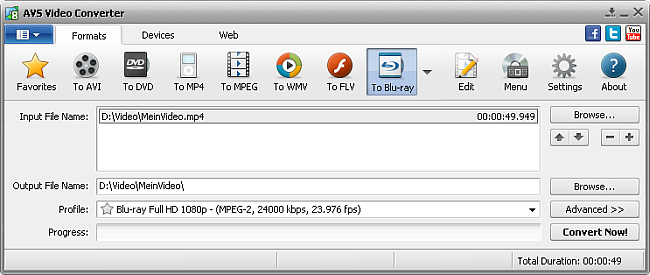 AVS Video Converter main window - to Blu-ray