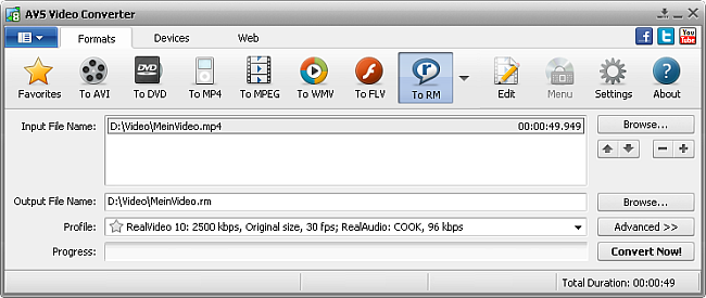 AVS Video Converter main window - to RM