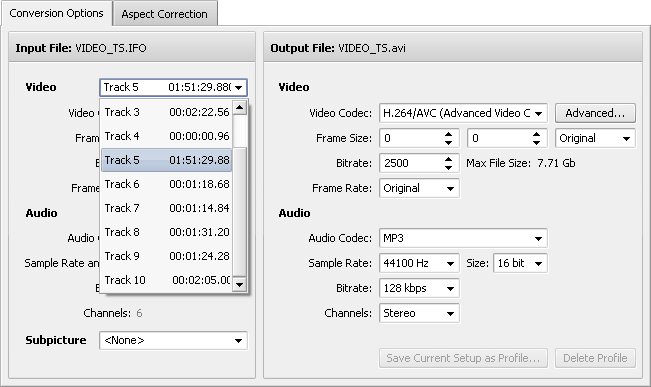 Selecting video tracks