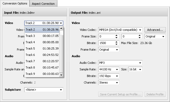 Selecting a video track