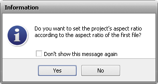 Project Aspect window