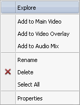 Video Folder Express menu