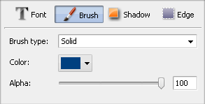 Text Properties window. Brush