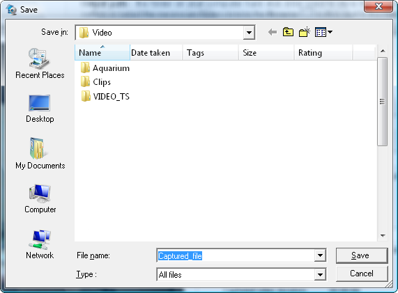 Selecting output file folder window