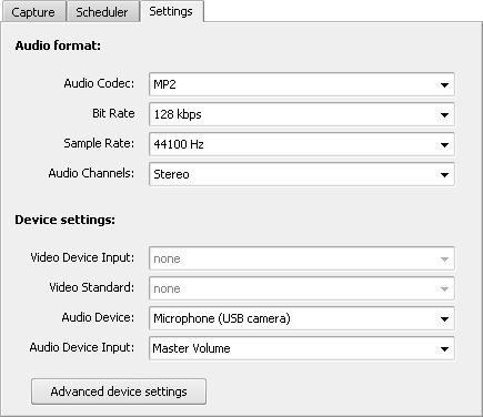 Setting audio device parameters