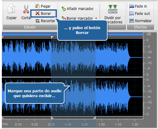 Edición de audio - Eliminación de partes indeseadas