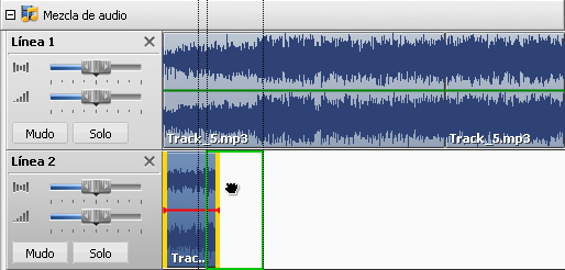 Cambio de posición de un archivo de audio