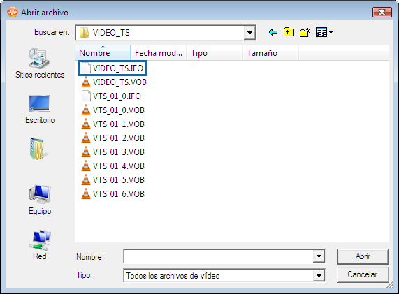 Ventana Abrir DVD