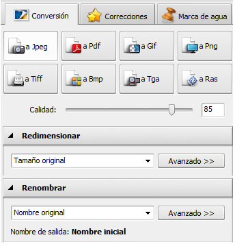 AVS Image Converter - Pestaña Conversión