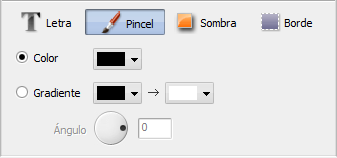 Ventana Propiedades de texto. Pincel