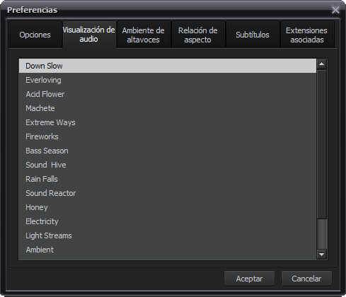 Perstaña Visualización de audio