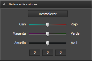 Sección Balance de colores