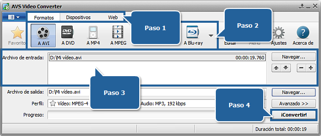 La pantalla principal de AVS Video Converter