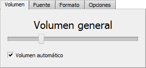 Panel de grabación de voz. Apartado Volumen