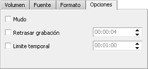 Panel de grabación de voz. Apartado Opciones