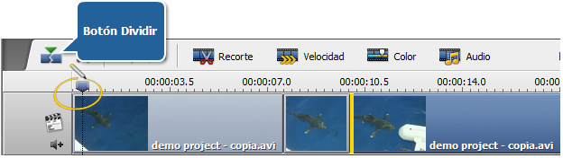 Cómo dividir vídeo en el Timeline