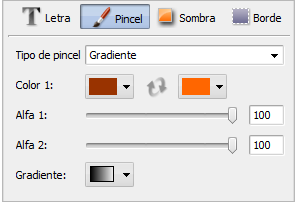 Ventana de propiedades de texto. Pincel