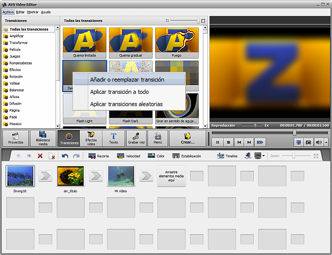 avs video editor transitions