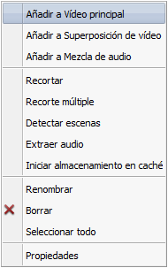 Menú express para archivos de vídeo